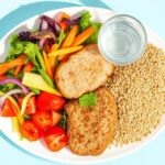 Healthy Balanced Plate with Fresh Vegetables, Grains & Protein
